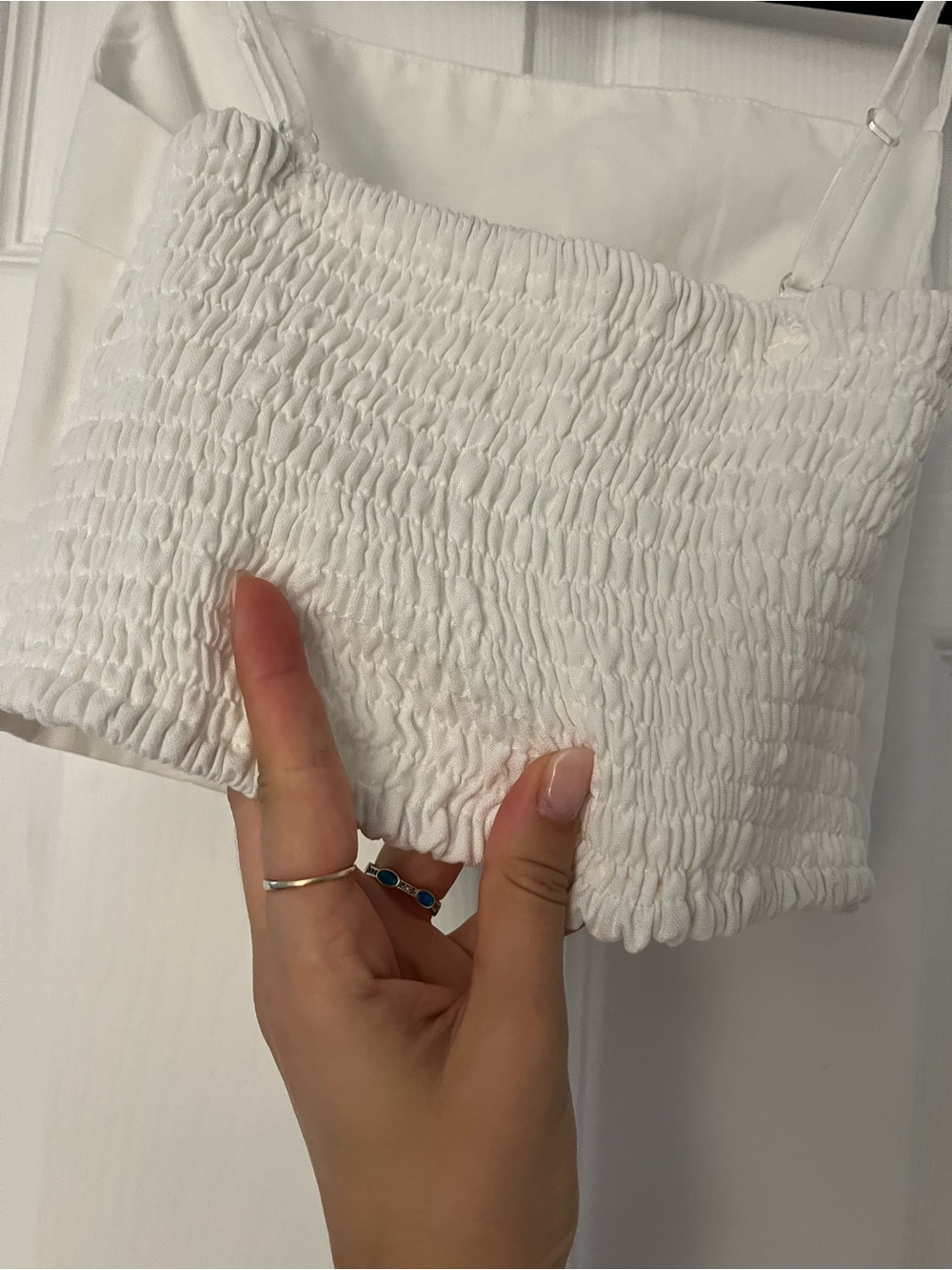 White Spaghetti Strap Cropped Tank Top - Picture 4 of 5